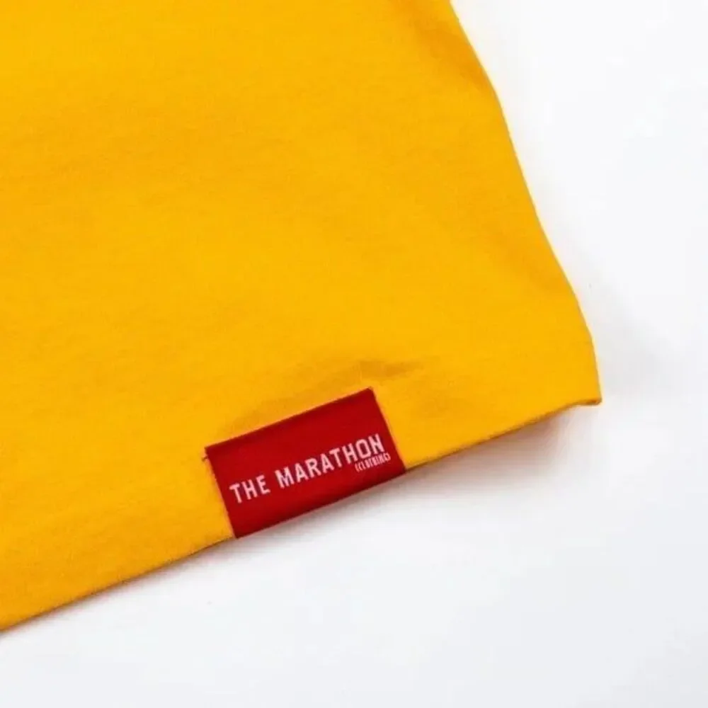 The Marathon Clothing Crenshaw T-Shirt Yellow Blue Script Logo Mens Tee